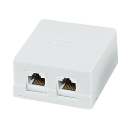 Розетка компьютерная внешняя TDM RJ-45, 2 гнезда, IP20, белая