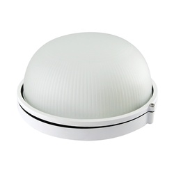 Светильник НПБ под Е27, 60 Вт, круг, белый металл+стекло, IP54