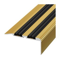 Порог угл. с ПВХ встав. Лука, золото анод. (1,8 м х 30,8 мм х 68 мм)