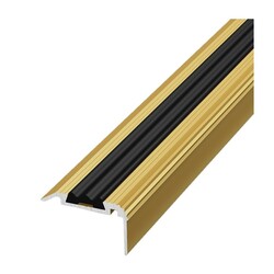Порог угл. с ПВХ встав. Лука, золото анод. (1,8 м х 20,8 мм х 35 мм)