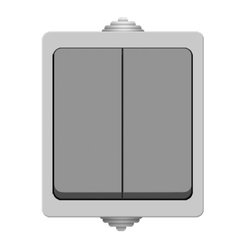 Выключатель о/у Аллегро 1280, 2 клавиши, б/инд, IP54, серая
