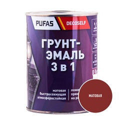Грунт-эмаль Pufas Decoself 3 в 1 быстросохнущая матовая красно-коричневая (0,9 кг)