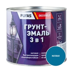 Грунт-эмаль Pufas Decoself 3 в 1 быстросохнущая матовая голубая (1,9 кг)