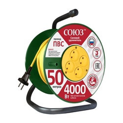 Удлинитель силовой на катушке 481S-3805, ПВС, 4000 Вт, б/з, 50 м