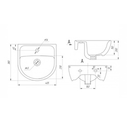 Раковина Универсал Малыш, 405х380х200 мм