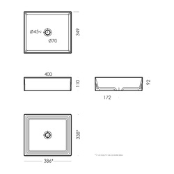 Раковина Sanita Luxe Novel Slim 40, 400х349х110 мм