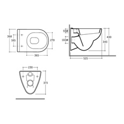 Биде консольное Керамин Стиль, 530х340х380 мм