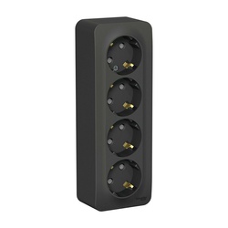 Розетка о/у Blanca BLNRA011416, 4 гнезда, с/з, з/ш, антрацит