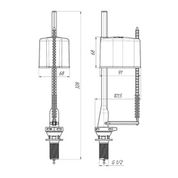 Арматура для бачка унитаза Ани Пласт WC3550M, 2 кнопки, нижний подвод
