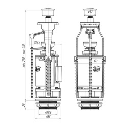 Арматура для бачка унитаза Ани Пласт WC3550M, 2 кнопки, нижний подвод