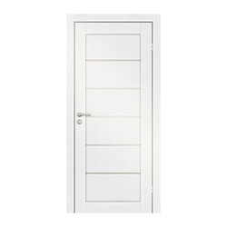 Полотно дверное OLOVI Канзас экошпон Дуб Белоснежный 800х2000 мм со стеклом
