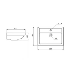 Раковина Универсал Томь 50, 500х380х165 мм